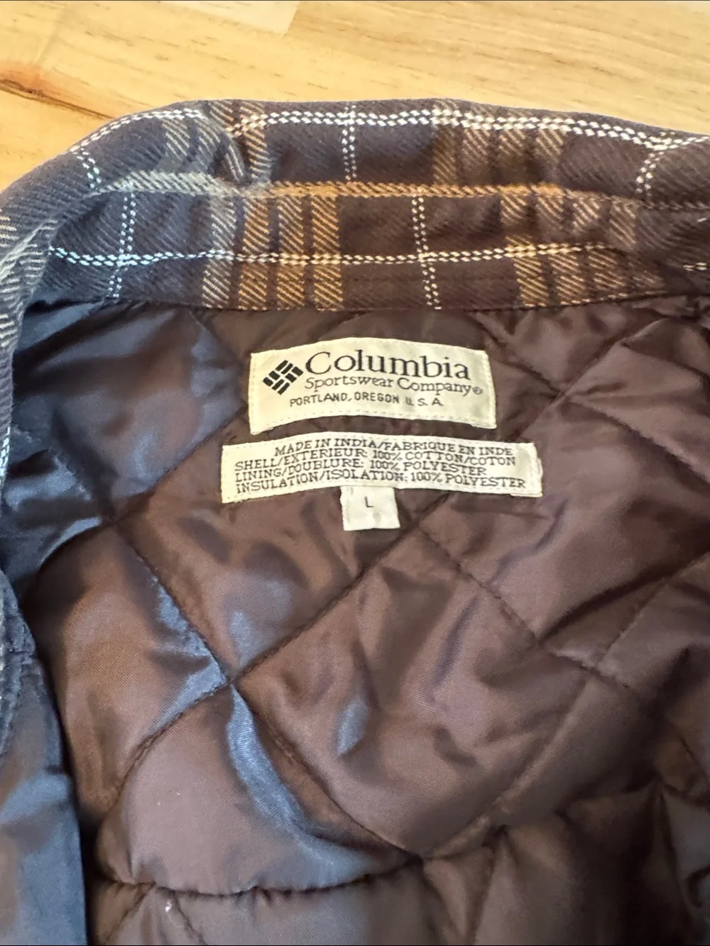 Columbia Men’s Quilted lined Plaid Shirt Shacket Jacket-L